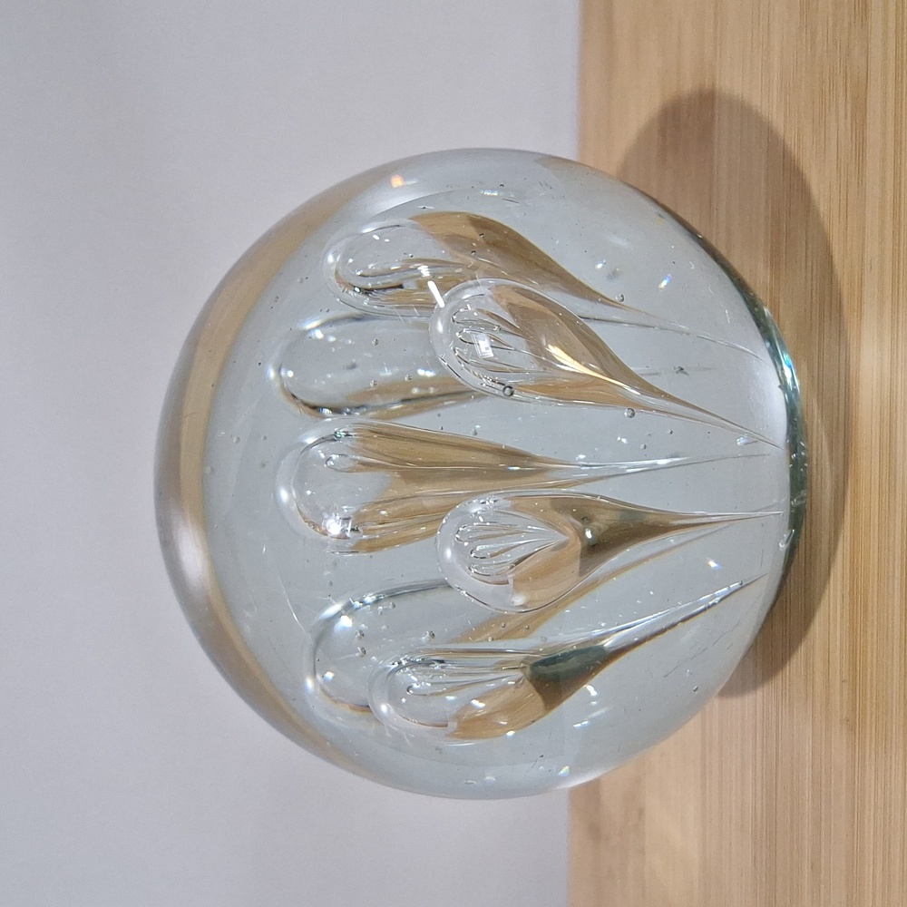 #AAM Handblown clear glass paper weight
